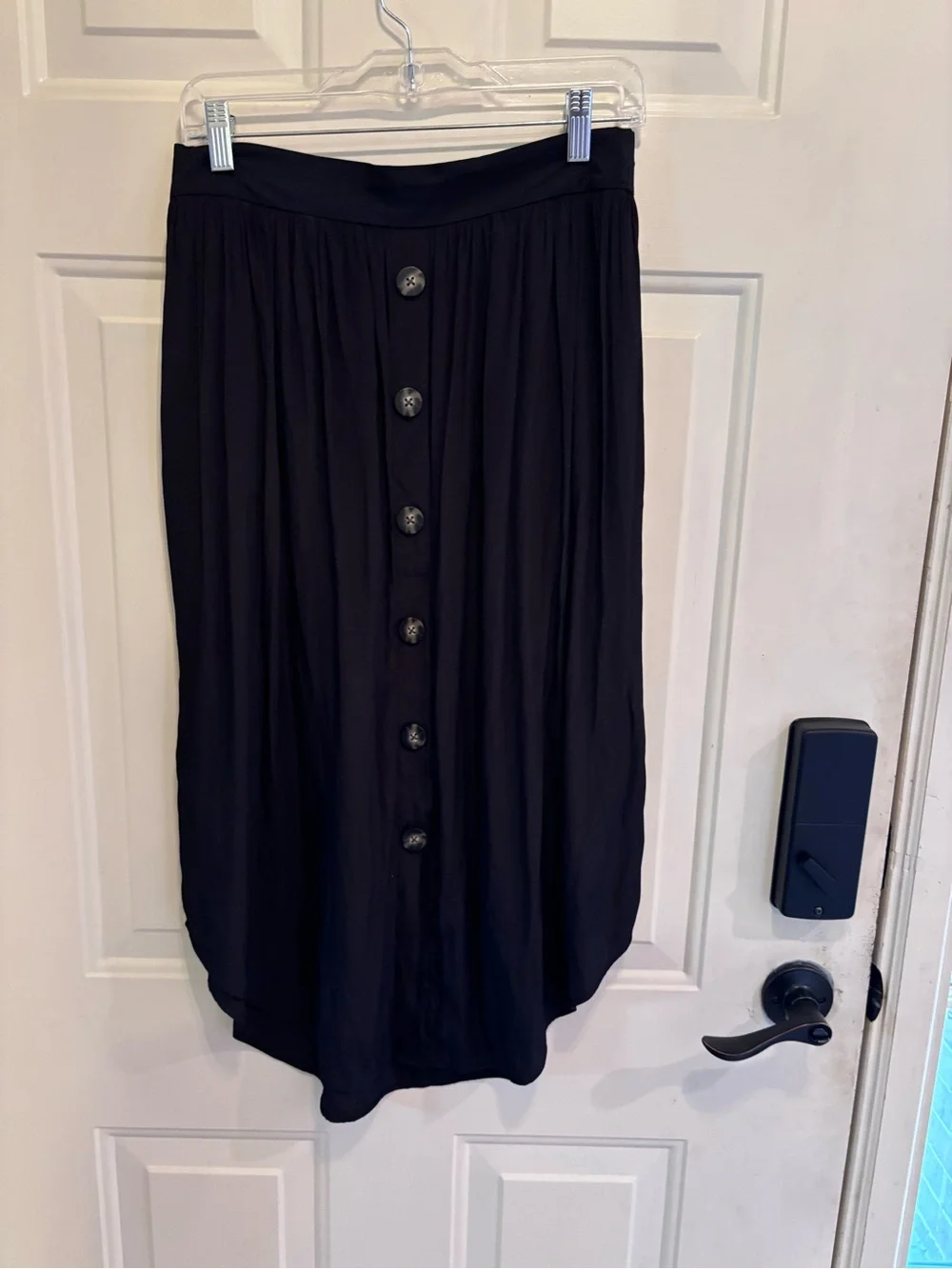 J. Jill Black Button-Front Midi Skirt